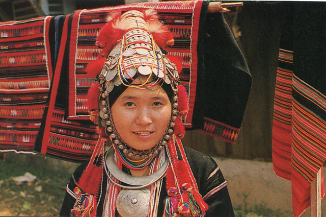 Akha Villagers traditional embroidery